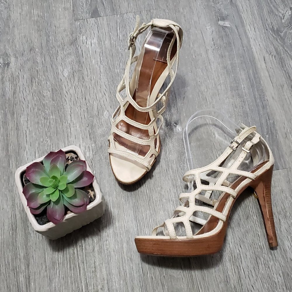 Aldo * Honeycomb Strappy Leather Heels Sz 40